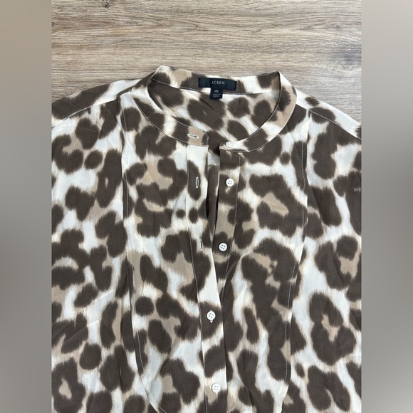 J.Crew Tie-front Silk Shirtdress In Dusty Leopard Size 14-16 - Picture 8 of 12